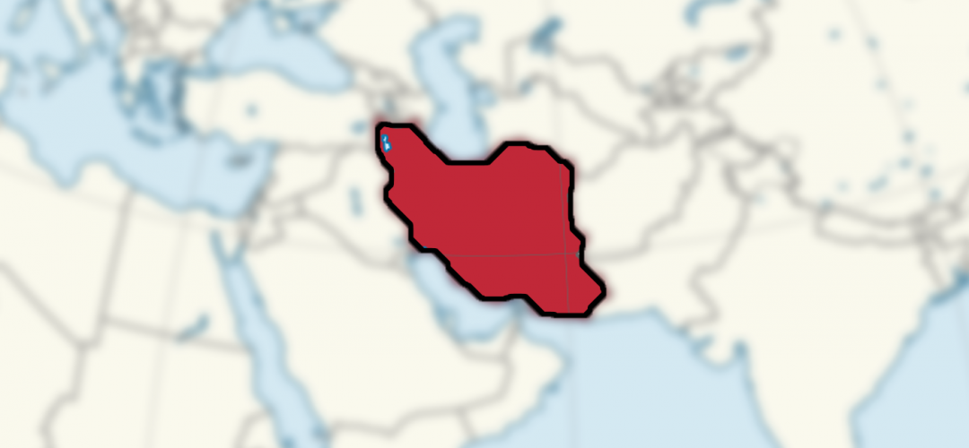 Iran highlighted on a map
